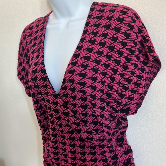 ZARA Ruched Houndstooth Sweater Dress - Picture 3 of 11